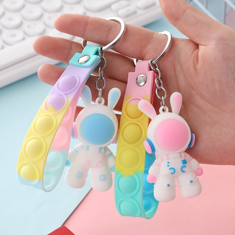 2pcs Cartoon Spaceman Keychain Keyring for Bags and Backpacks