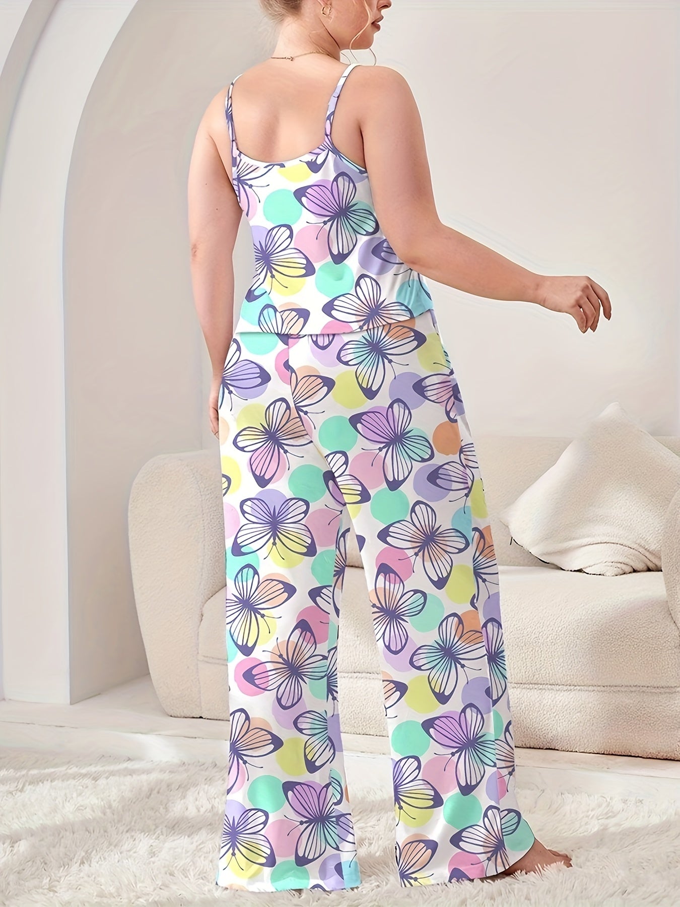 Butterfly & Dot Print Pajama Set