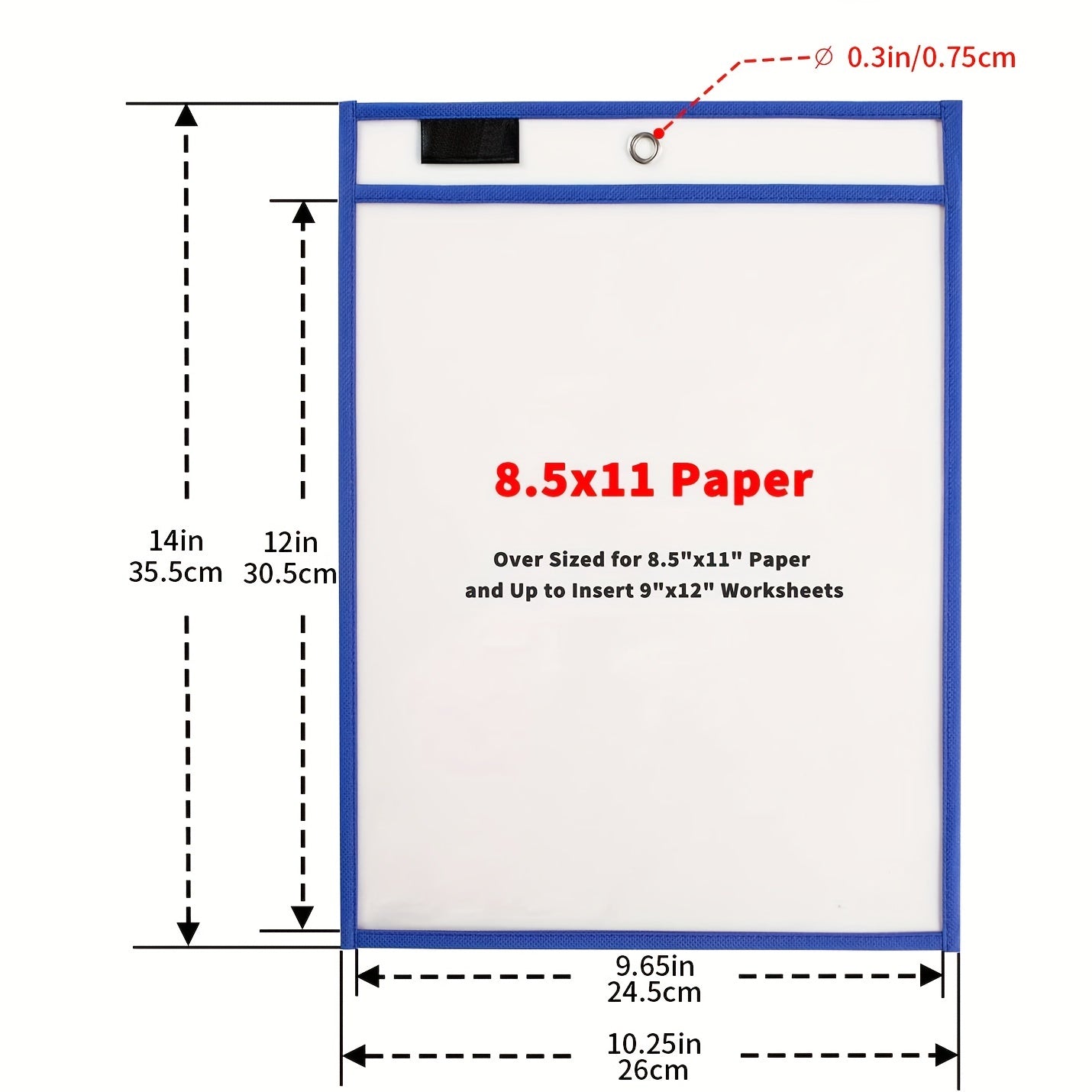 6pcs Reusable Dry Erase Pocket Sleeves, Assorted Colors, Clear Plastic Sheet