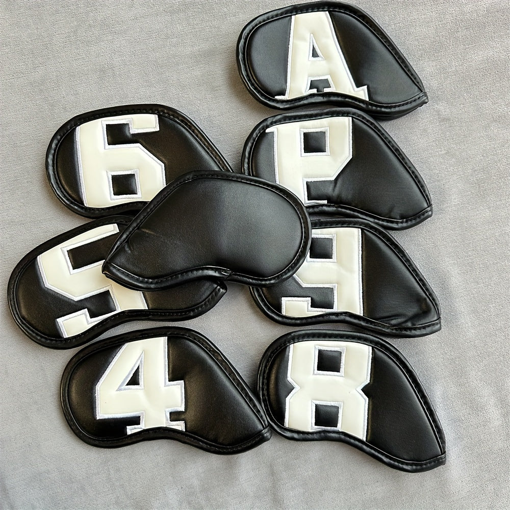 8pcs PU Leather Golf Iron Head Covers with Creative Patterns