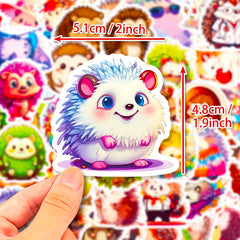 50pcs Hedgehog Stickers Waterproof DIY Friendly for Water Bottles Laptops Phones