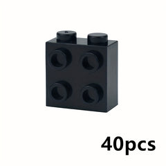 40pcs DIY Thick Bricks 1X2X1 2 3 with Studs on 1 Side Knobs Building Blocks