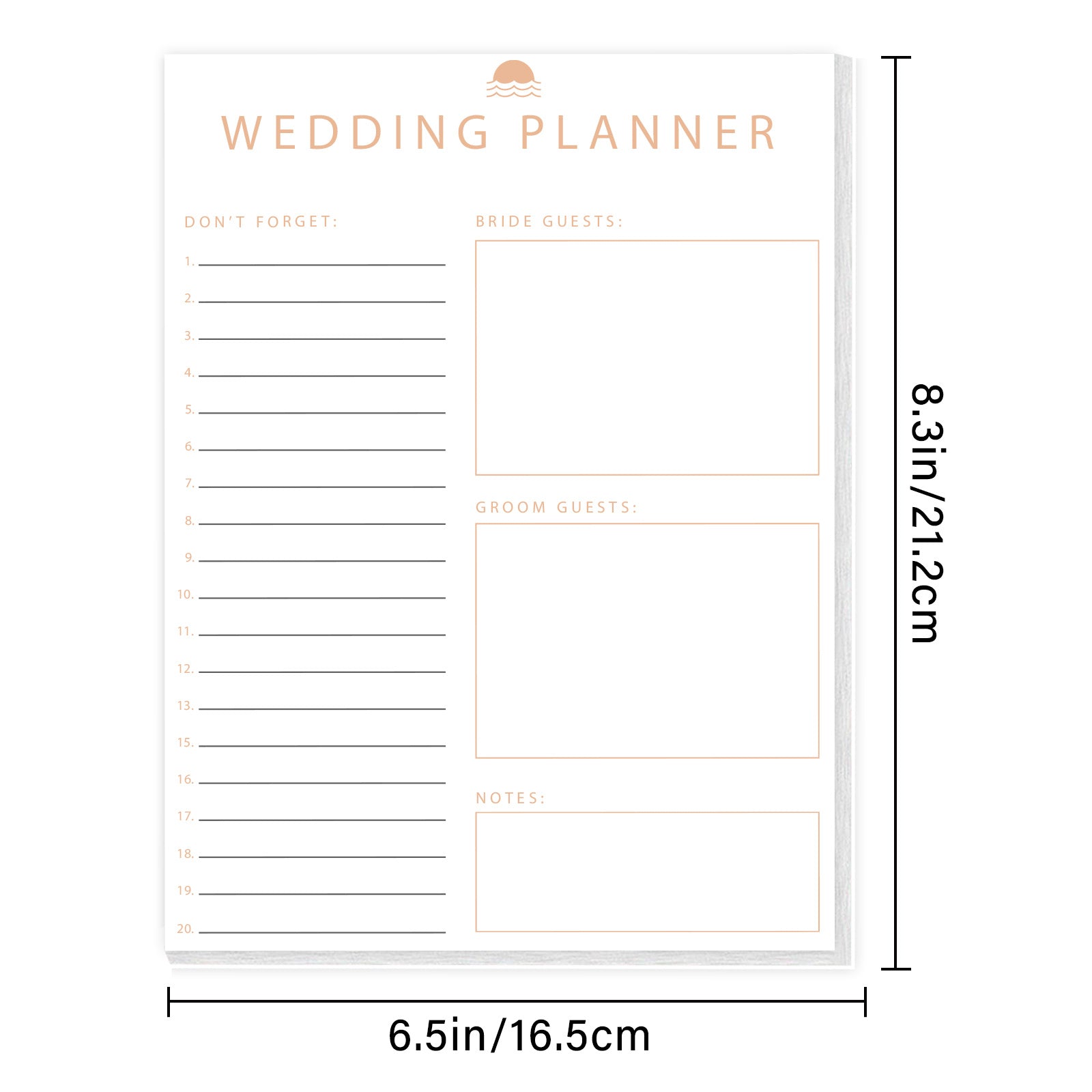 Wedding Planner Guide: Bride & Groom Guests, Notes
