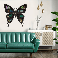 Wooden Butterfly Crystal Holder Wall Mounted Crystal Rack Home Wall Decor Gift