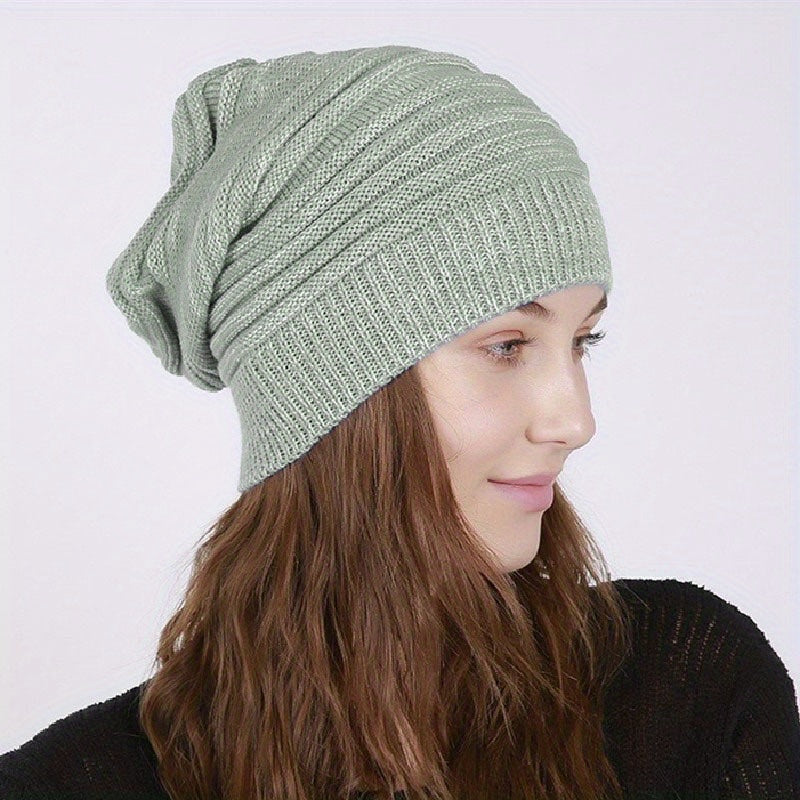 Thin Knitted Wool Slouchy Beanie for Men and Women