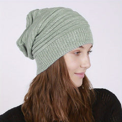 Thin Knitted Wool Slouchy Beanie for Men and Women