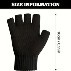 2pairs Men's Winter Fingerless Gloves Knitted Typing Half Finger Gloves