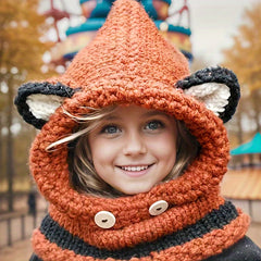 Child's Animal Fox Ear Protection Knitted Hat for Autumn and Winter