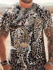 Men's Leopard Print T Shirt - Summer Outdoor Wear