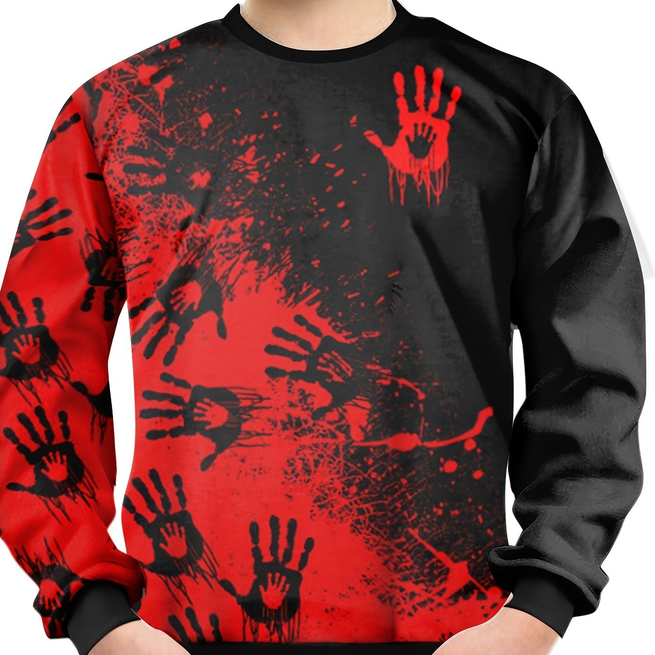 Boys Hand 3D Print Sweatshirt Kids Street Wear Casual Round Neck