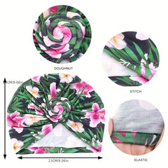 Boho Flower Leaf Print Turban Cap Head Wrap Bandana