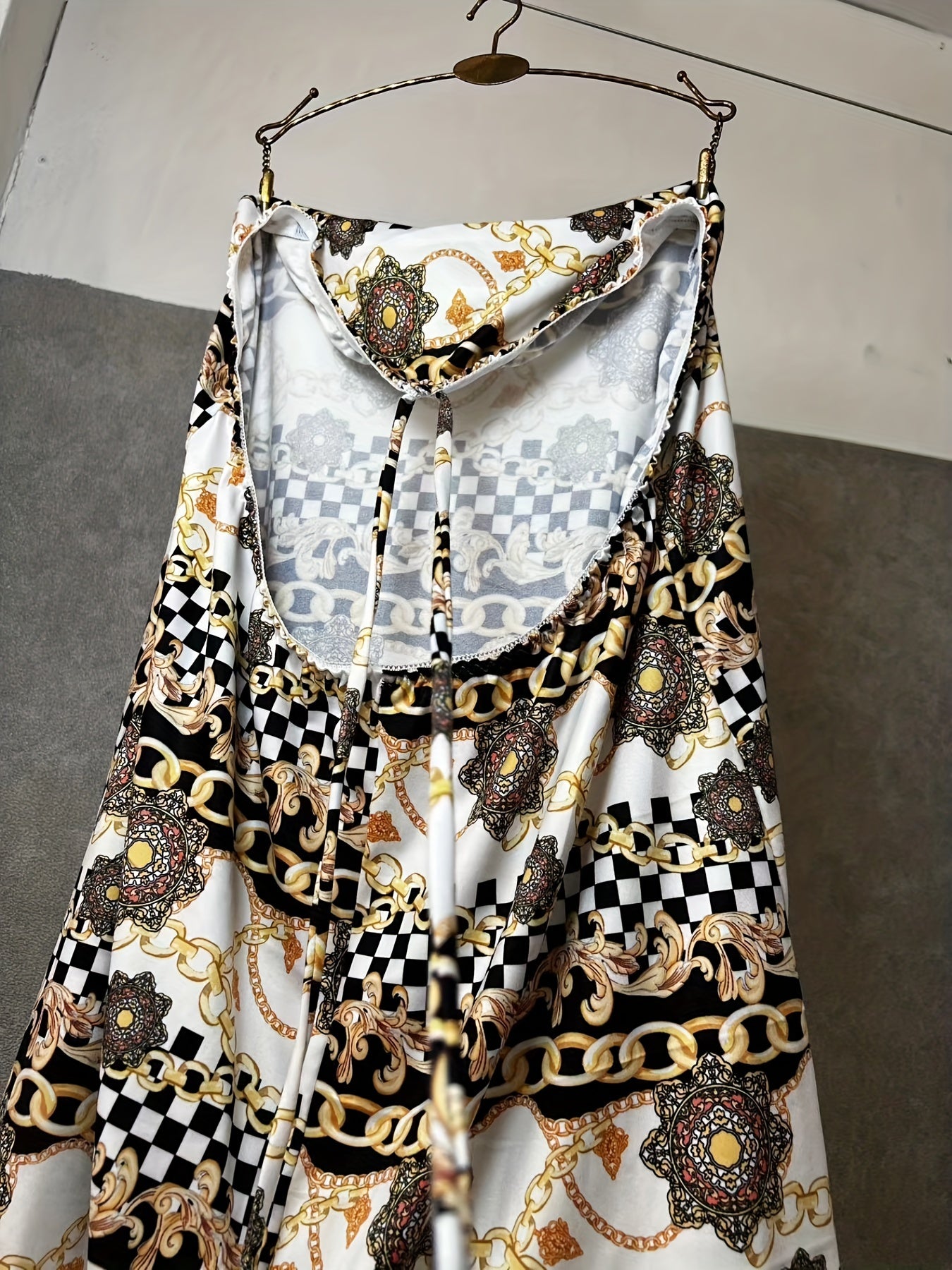 Boho Chain Print Halter Backless Dress