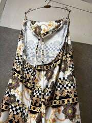 Boho Chain Print Halter Backless Dress