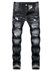 Men's Straight Leg Ripped Versatile Jeans