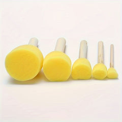 5pcs Round Painting Sponge Set with Wooden Handle - DIY Graffiti Stamp Tool