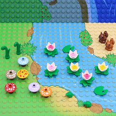 Pond Building Blocks Decorated Lotus Set Frog Squirrel Mushroom DIY Spare Parts
