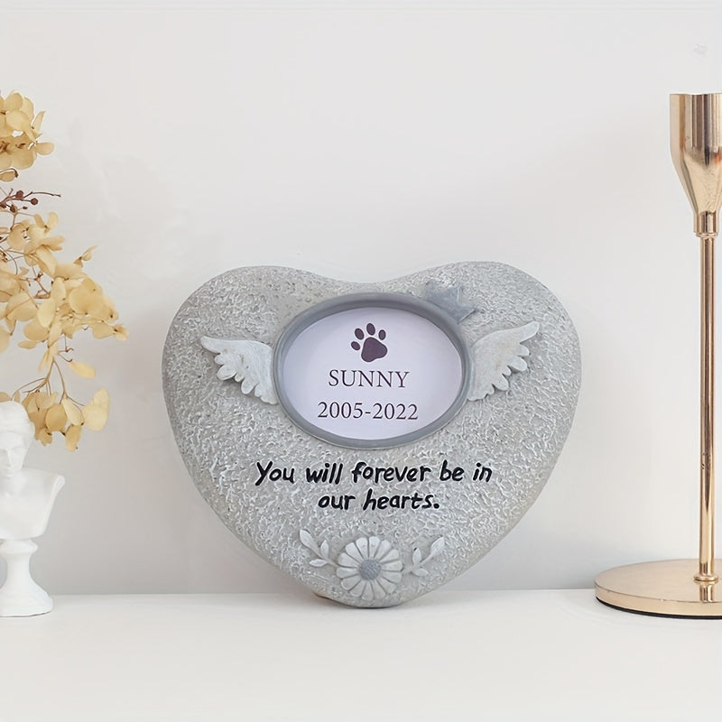Pet Memorial Stone Resin Cremation Grave Tombstone With Photo Frame