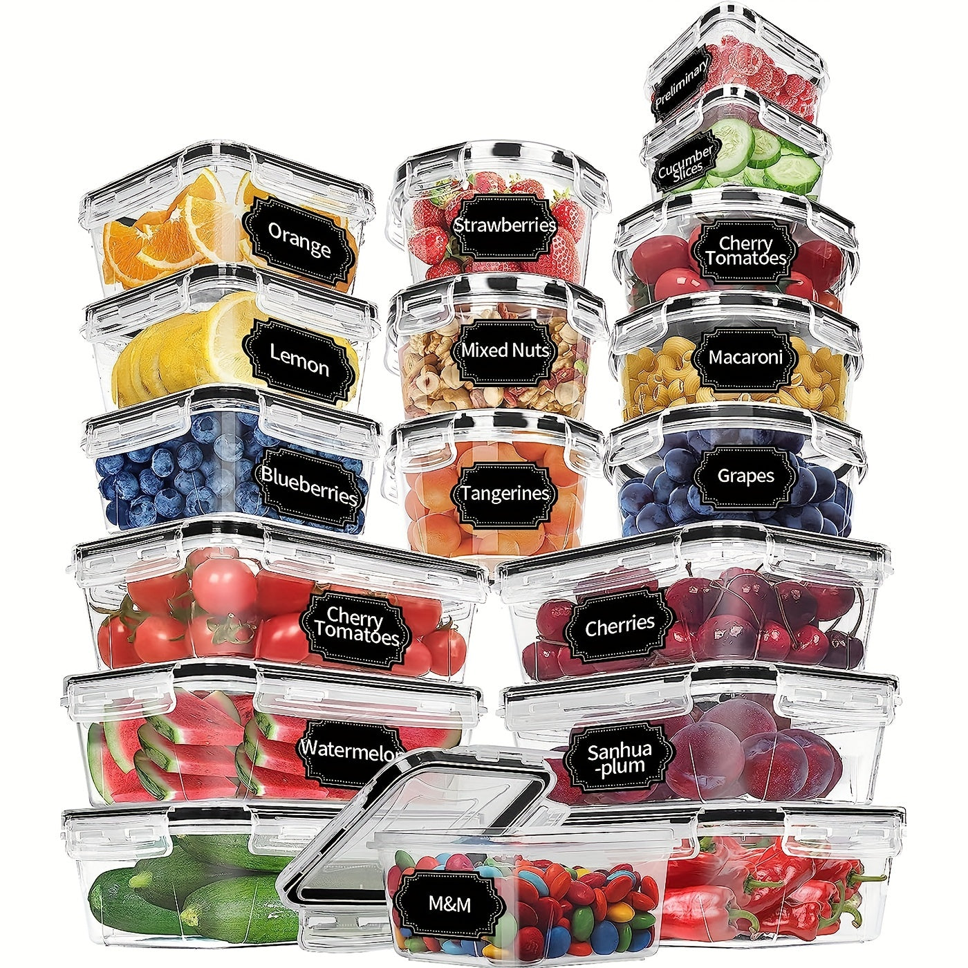 18pc Transparent Refrigerator Storage Boxes with Lids Keep Produce Fresh