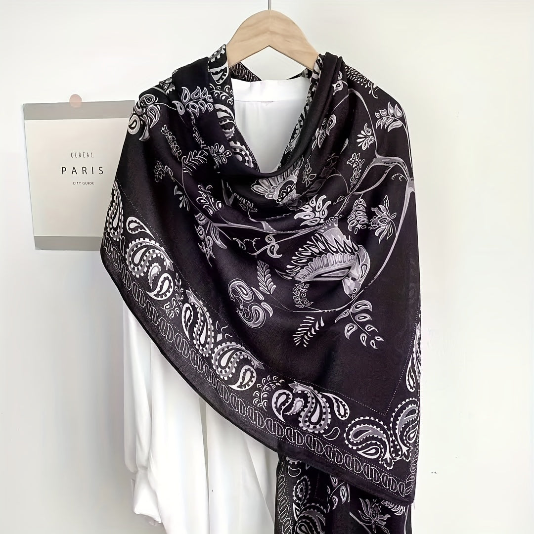 Paisley Print Scarf Warm Shawl Outdoor Windproof Head Wrap