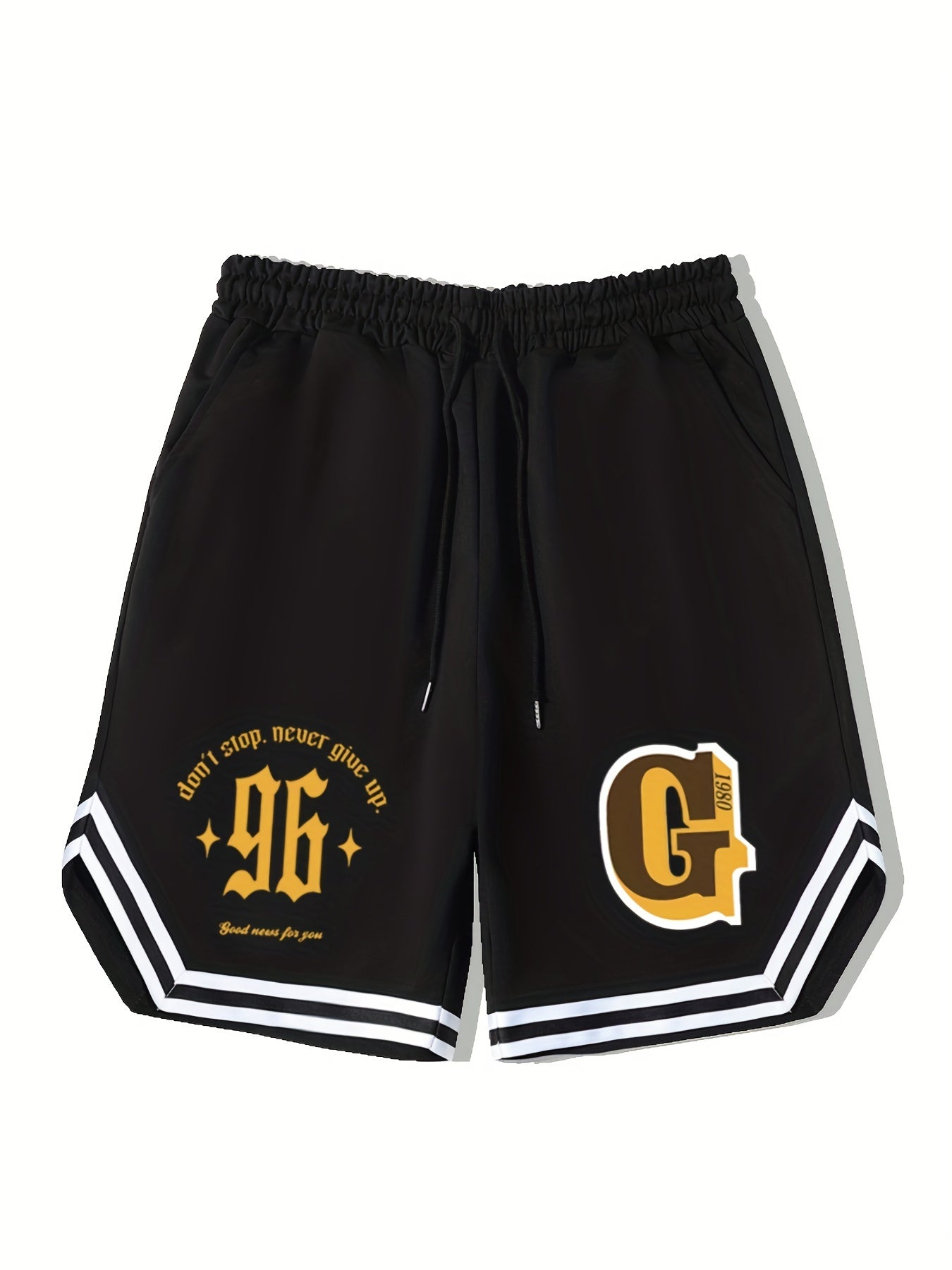 Men's Letter Print Basketball Shorts - Casual Breathable Drawstring Shorts