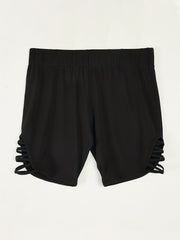 Side Criss Cross High Rise Skinny Shorts
