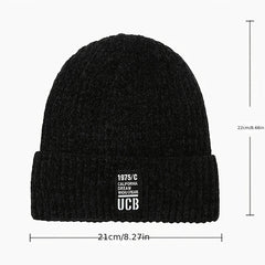 Men's Winter Plush Warm Knitting Hat Cold Proof Letter Hat