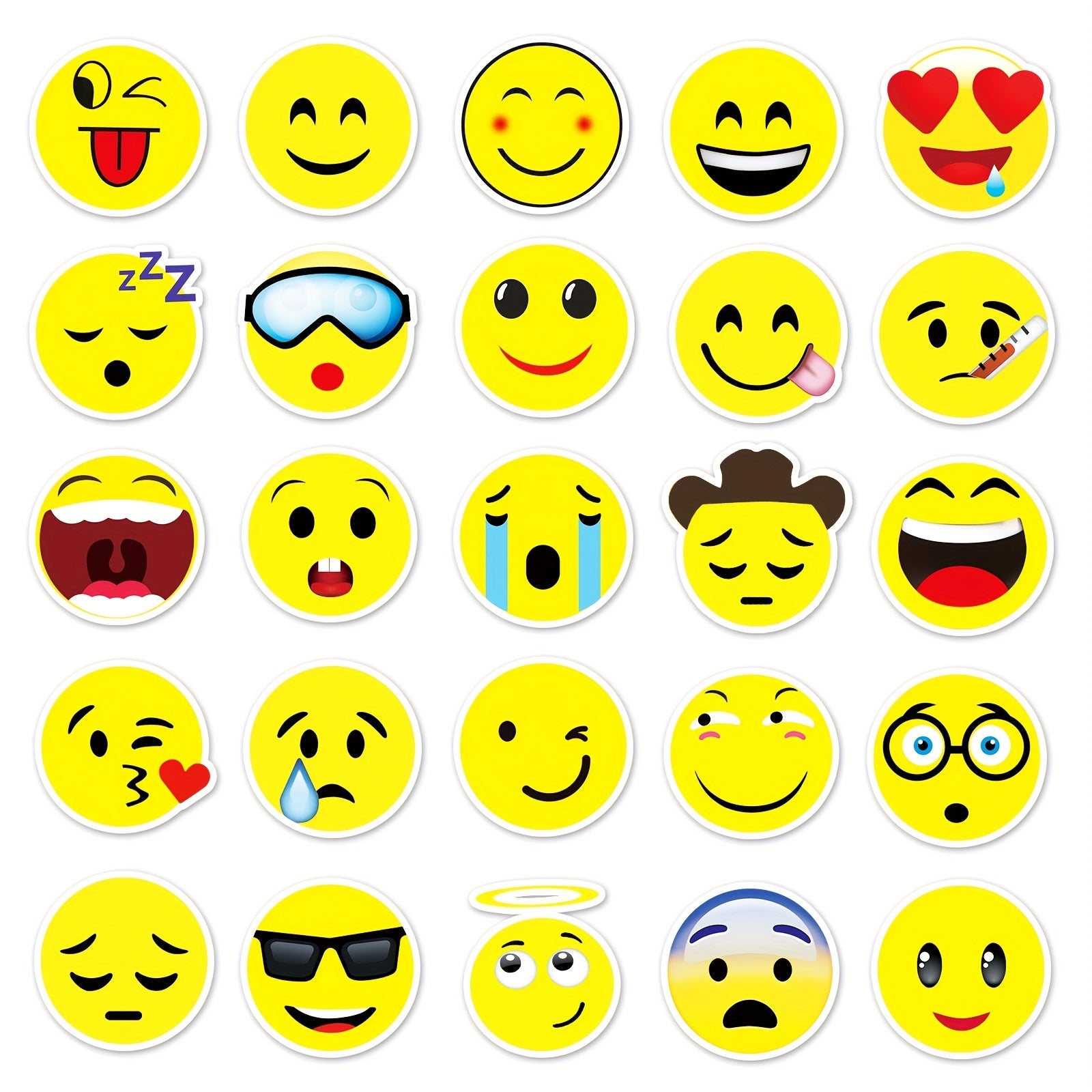 50pcs Smiling Face Stickers Waterproof Luggage Graffiti Motorcycle Car
