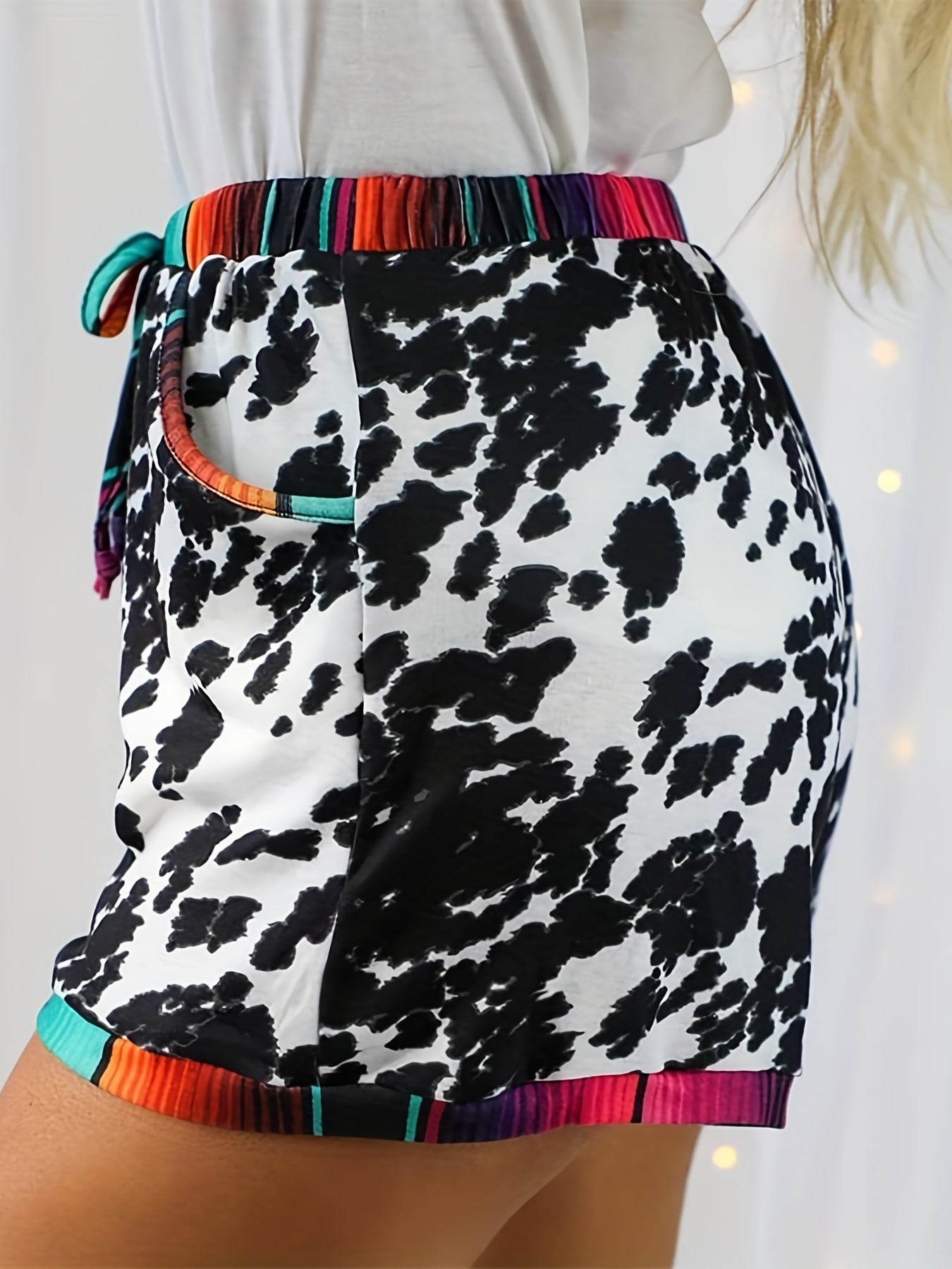 Leopard Print Drawstring Shorts Casual Elastic Waist Summer Shorts