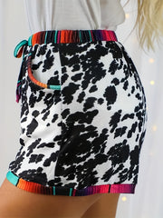Leopard Print Drawstring Shorts Casual Elastic Waist Summer Shorts