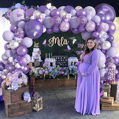 145pcs Purple Balloons Garland Arch Kit Baby Shower Butterfly Decorations
