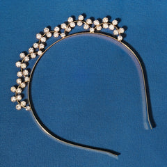 Metal Pearl Hairband Thin Headband with Rhinestones