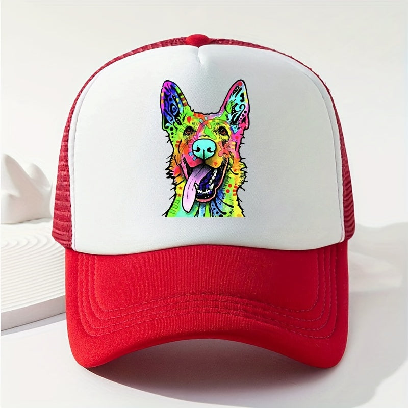 Dog Printed Breathable Sunscreen Mesh Hat For Outdoor Activities