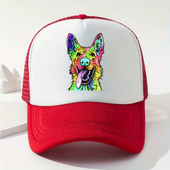 Dog Printed Breathable Sunscreen Mesh Hat For Outdoor Activities