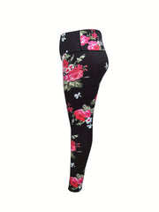 Floral Print Yoga Leggings Tummy Control