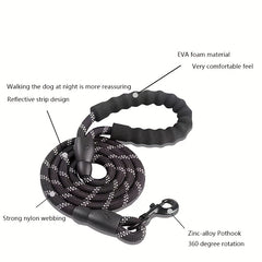 Reflective Dog Leash with Padded Handle for Strong Dogs