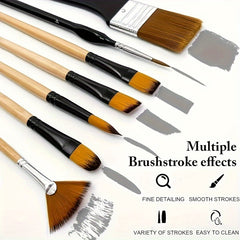 32pcs Nylon Brush Set for Acrylic & Watercolor Painting with Handles and Numbers
