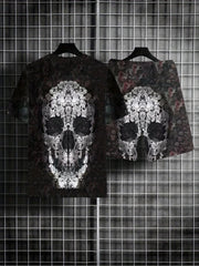Men's Skull Graphic T shirt & Active Shorts Set