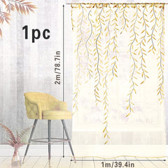 Golden Willow Leaf Stripe Background Cloth Yellow Willow Leaf Mesh Curtain