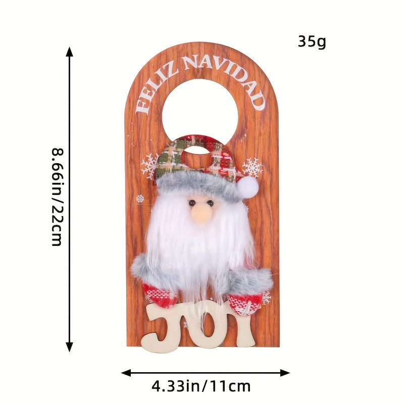 Christmas Door Handle Wooden Sign Hanging Decoration Santa Claus Reindeer