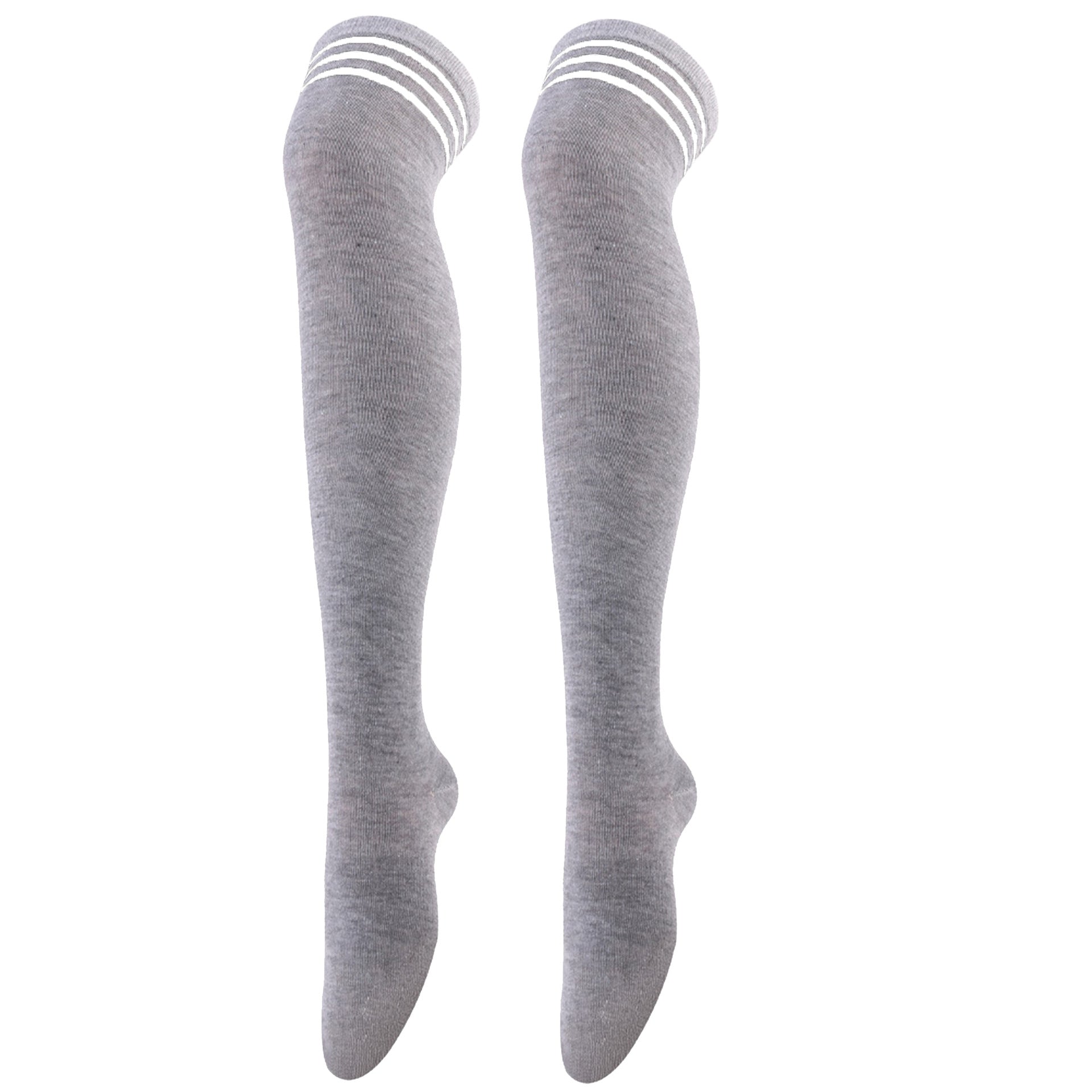 Striped Trim Thigh High Socks Over The Knee Women's Stockings