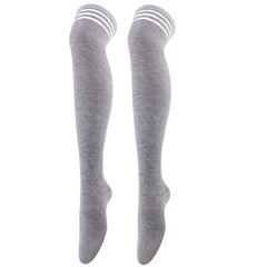 Striped Trim Thigh High Socks Over The Knee Women's Stockings
