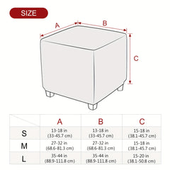 Velvet Square Ottoman Slipcover Elastic All-inclusive Stool Cover