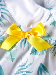 Baby Girl's Summer Bow Leaves Print Dress