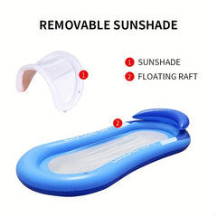 Inflatable Water Deck Chair with Canopy and Backrest