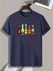 Beer Print Men's Comfy T-shirt for Outdoor Summer