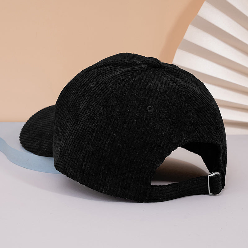 Corduroy Strapback Cap Solid Colour Summer Beach Hats