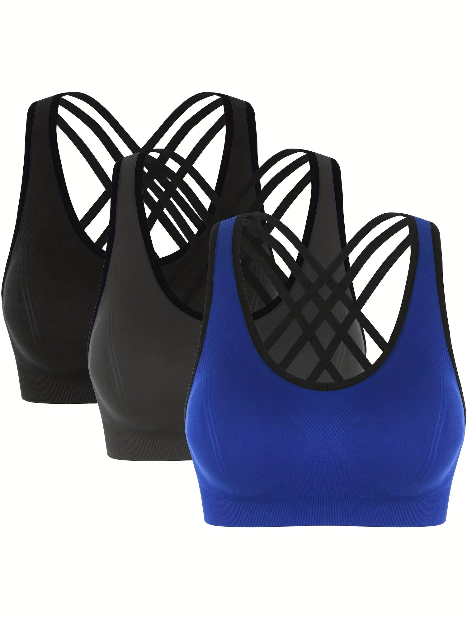 3pcs Criss Cross Back Sports Bras Yoga Tank Bra