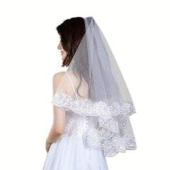 Wedding Veil With Comb Bride Costume Veil Layers Lace Edge Veil