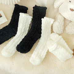 6 Pairs Fuzzy Socks Warm Mid Tube Stockings Women's Hosiery