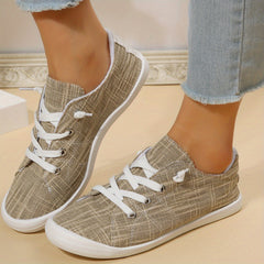 Women's Canvas Lace Up Sneakers Casual Flat Shoes